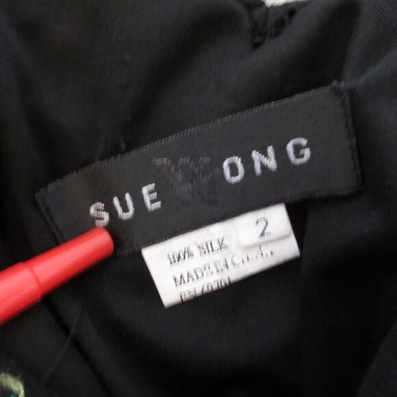 Y2K 90s Vintage Sue Wong Dress 2 Embroidered Floral Silk Boho Grunge Fairy - Picture 8 of 16